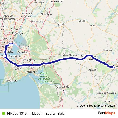 Flixbus 1015 bus Line Map