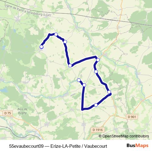 55evaubecourt09 bus Line Map