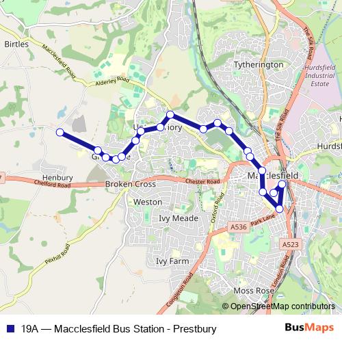 19A bus Line Map