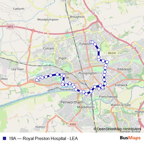 19A bus Line Map