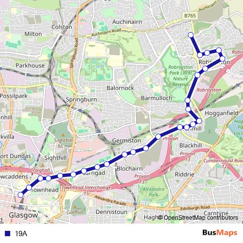 19A bus Line Map