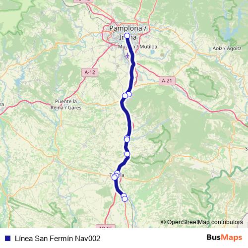 Línea San Fermín Nav002 bus Line Map