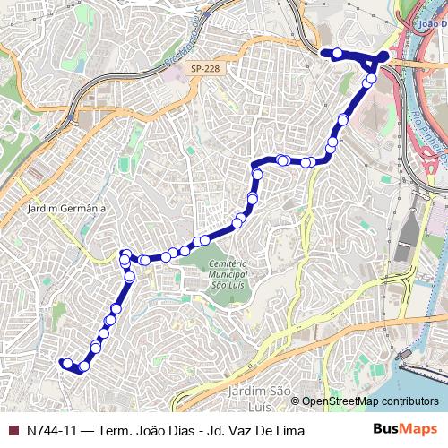 N744-11 bus Line Map