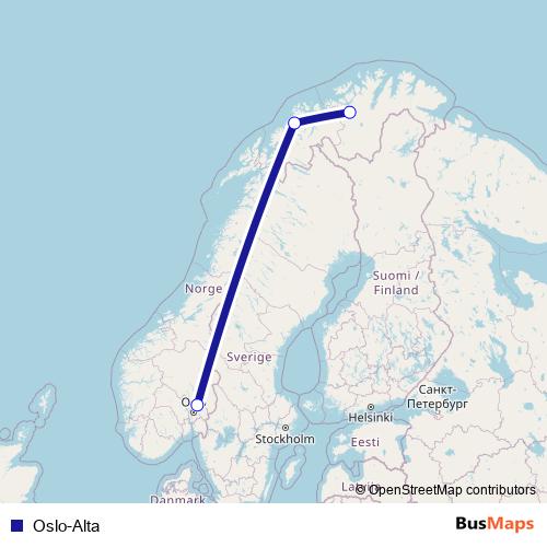 Oslo-Alta air Line Map