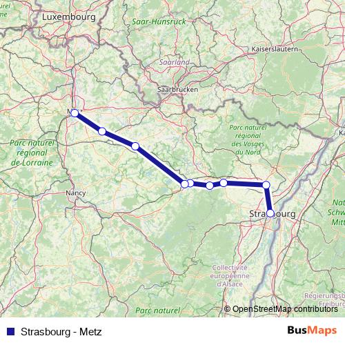 Strasbourg - Metz rail Line Map