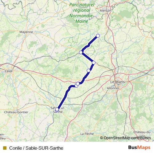 Conlie / Sable-SUR-Sarthe bus Line Map