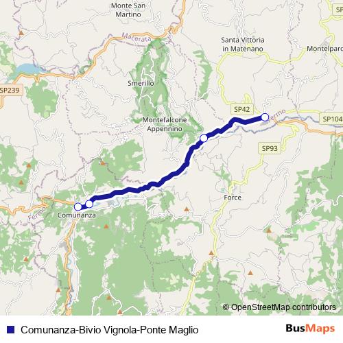 Comunanza-Bivio Vignola-Ponte Maglio bus Line Map