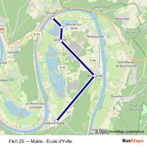 Filo'r Z5 bus Line Map