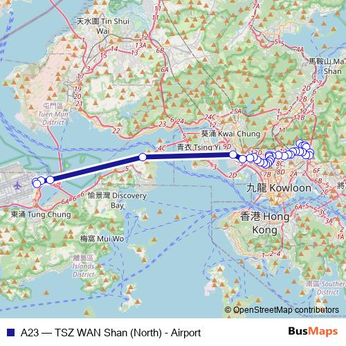 A23 bus Line Map