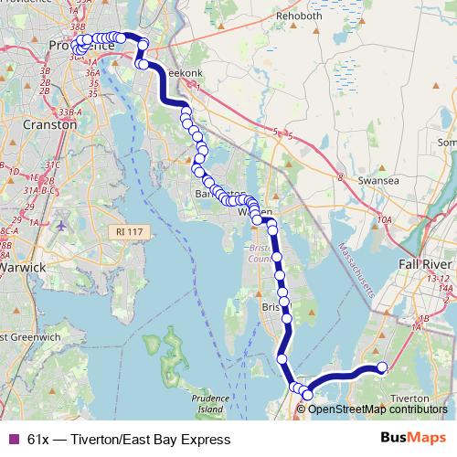 61x bus Line Map