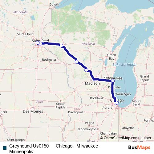Greyhound Us0150 bus Line Map