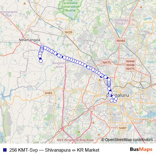 256 KMT-Svp bus Line Map