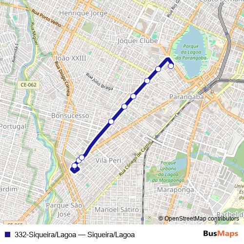 332-Siqueira/Lagoa bus Line Map