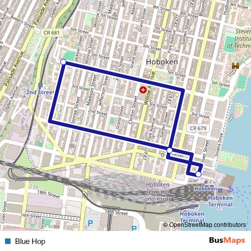 Blue Hop bus Line Map