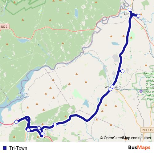 Tri-Town bus Line Map