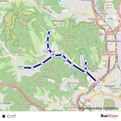 C117 bus Line Map
