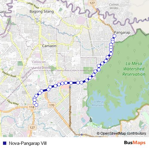 Nova-Pangarap Vill bus Line Map