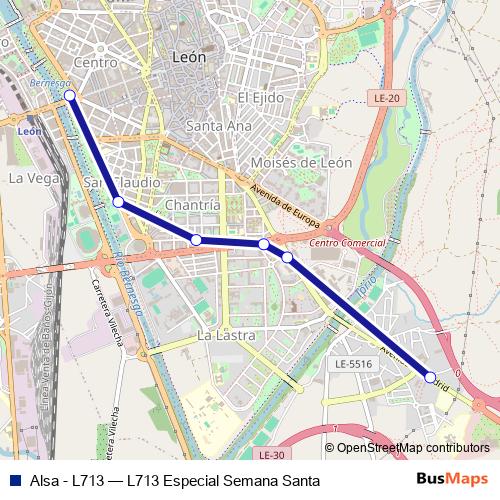 Alsa - L713 bus Line Map
