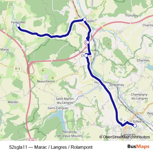 52sgla11 bus Line Map
