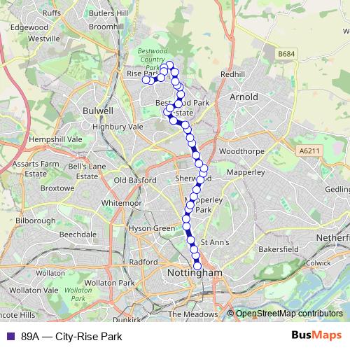 89A bus Line Map