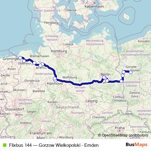Flixbus 144 bus Line Map