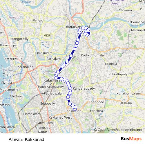 Aluva ↔ Kakkanad bus Line Map