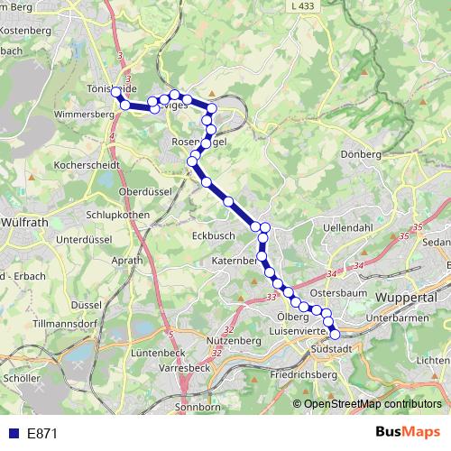 E871 bus Line Map