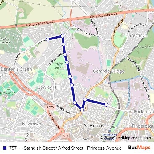 757 bus Line Map