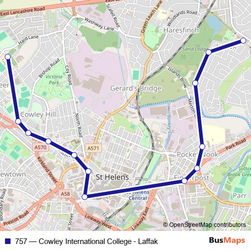 757 bus Line Map