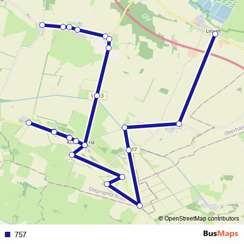 757 bus Line Map