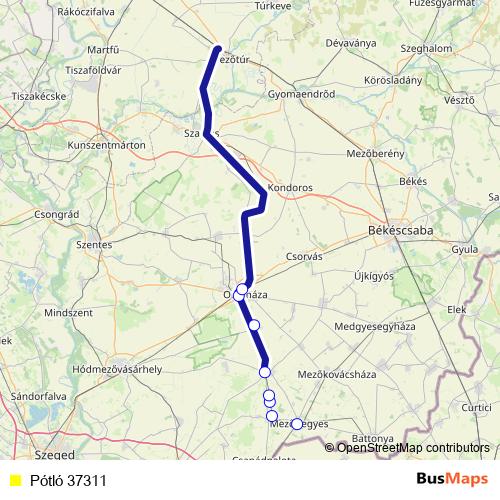 Pótló 37311 bus Line Map