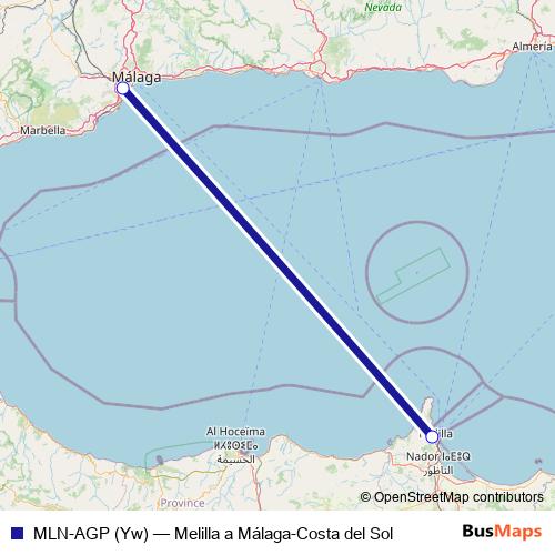 MLN-AGP (Yw) air Line Map