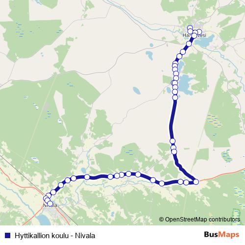 Hyttikallion koulu - Nivala bus Line Map