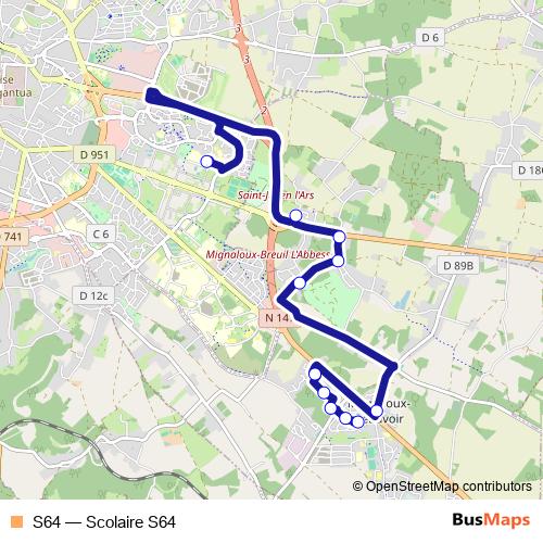 S64 bus Line Map