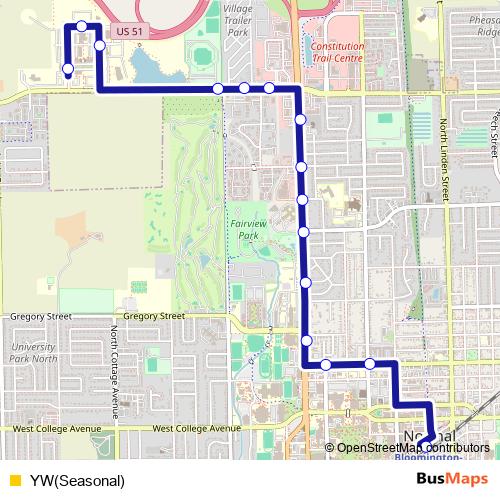 YW(Seasonal) bus Line Map