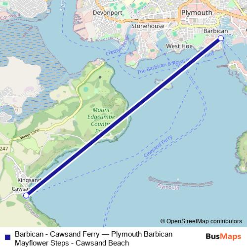 Barbican - Cawsand Ferry ferry Line Map