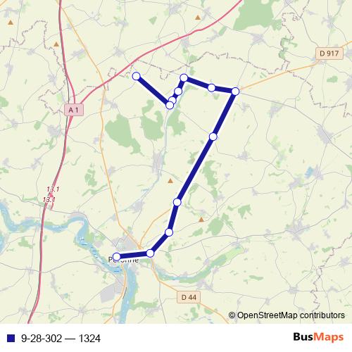 9-28-302 bus Line Map