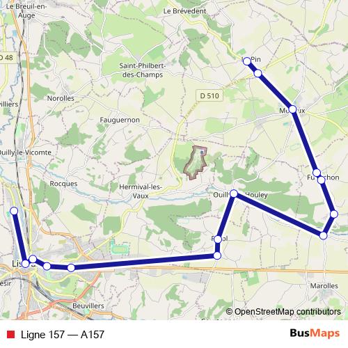 Ligne 157 bus Line Map