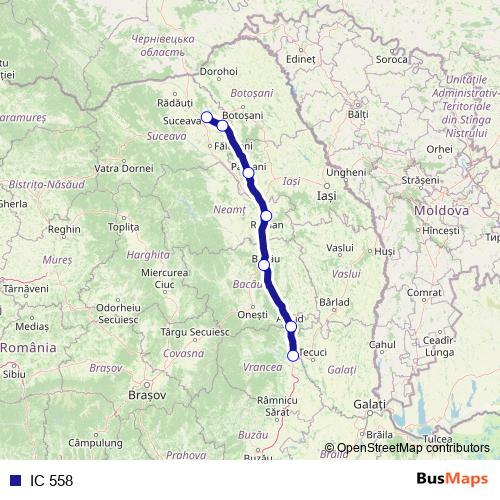 IC 558 rail Line Map