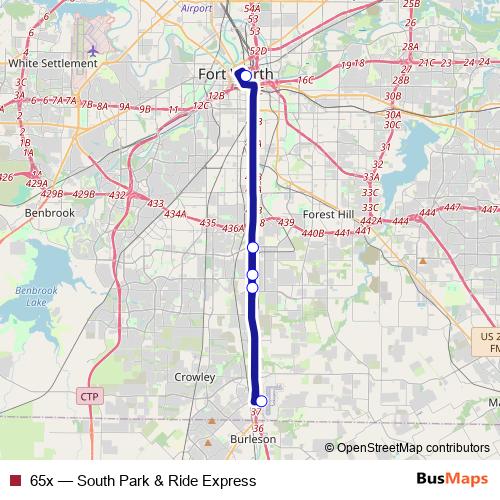 65x bus Line Map