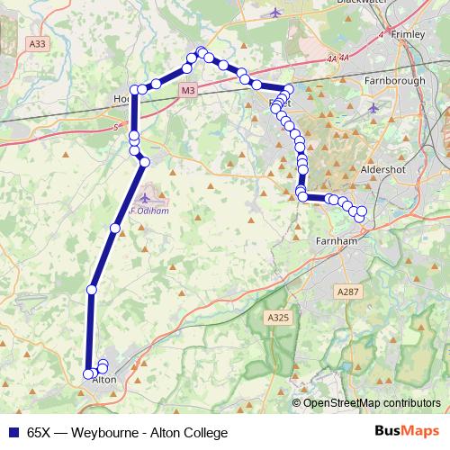 65X bus Line Map