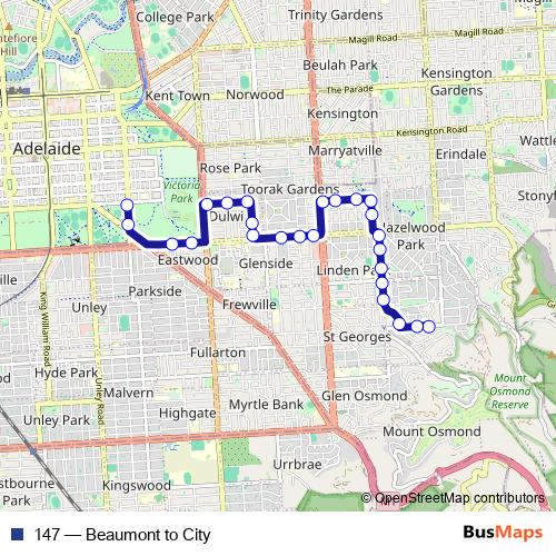 147 bus Line Map