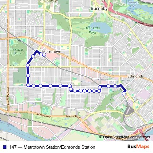 147 bus Line Map