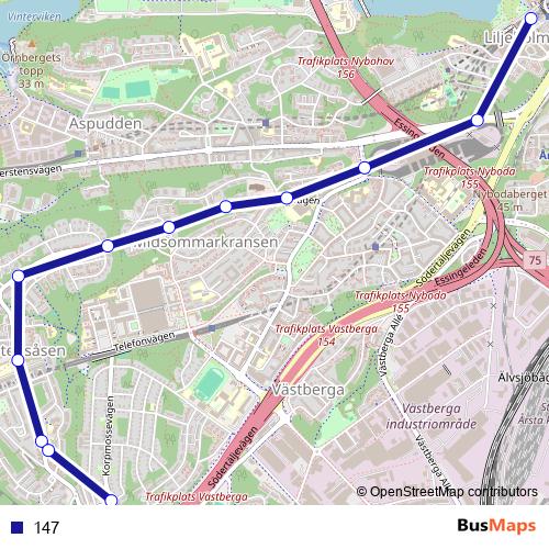 147 bus Line Map