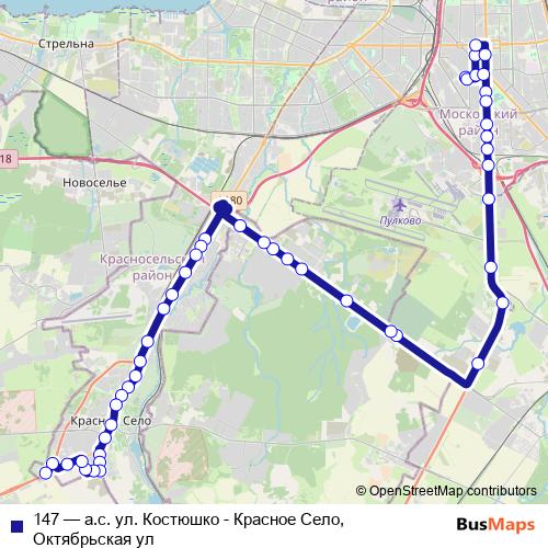 147 bus Line Map