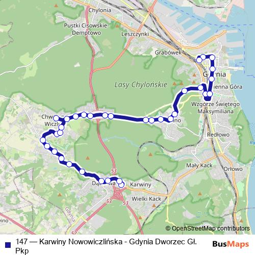 147 bus Line Map