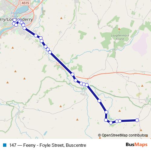 147 bus Line Map