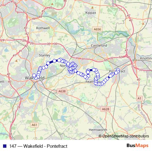 147 bus Line Map