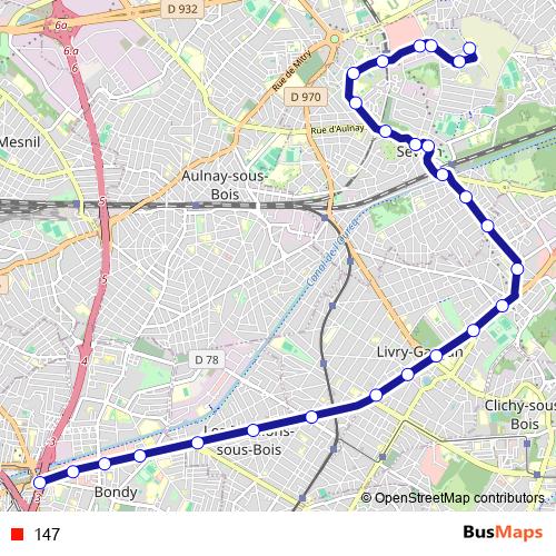 147 bus Line Map