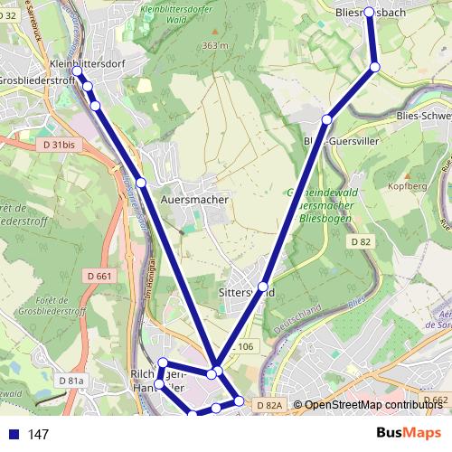 147 bus Line Map